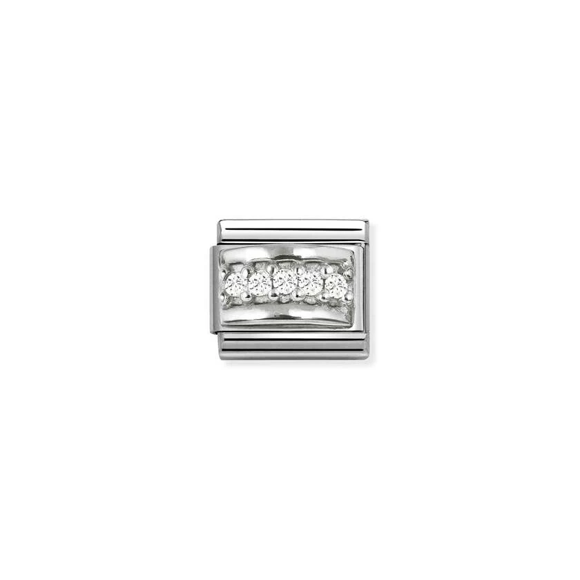 Classic Silver CZ White Track Sparkly & Stones Charms