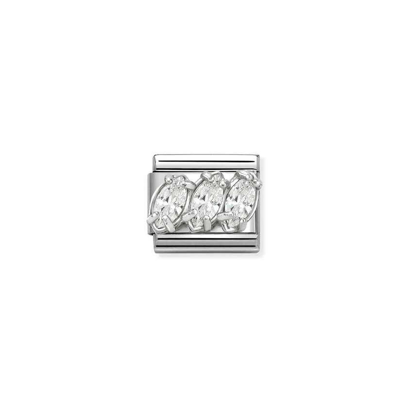 Classic Silver CZ White Trilogy Sparkly & Stones Charms