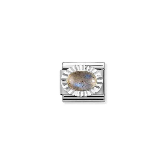 Classic Silver & Diamond Oval Labradorite Sparkly & Stones Charms