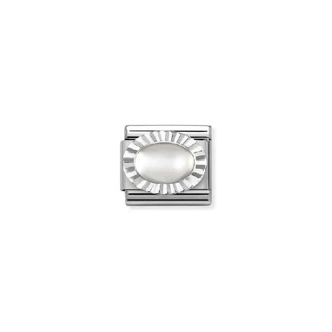 Classic Silver & Diamond Oval Moonstone Sparkly & Stones Charms