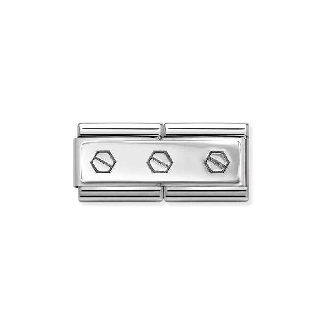 Classic Silver Double Plate Triple Hex Screws Sports & Hobbies Charms