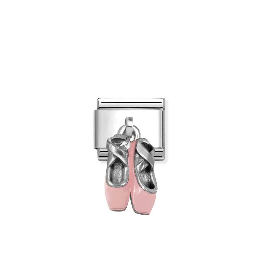 Classic Silver and Enamel Pink Ballet Shoes Sports & Hobbies Pendant Charms