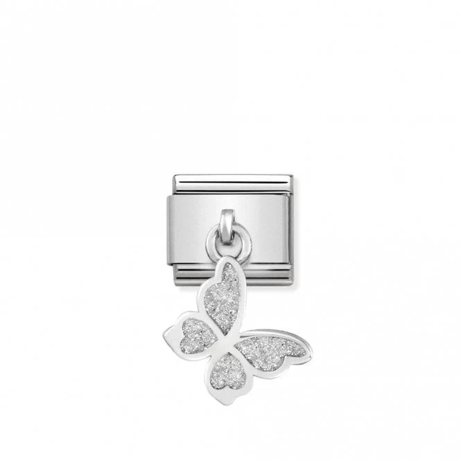 Classic Silver Glitter Butterfly Animal Charms