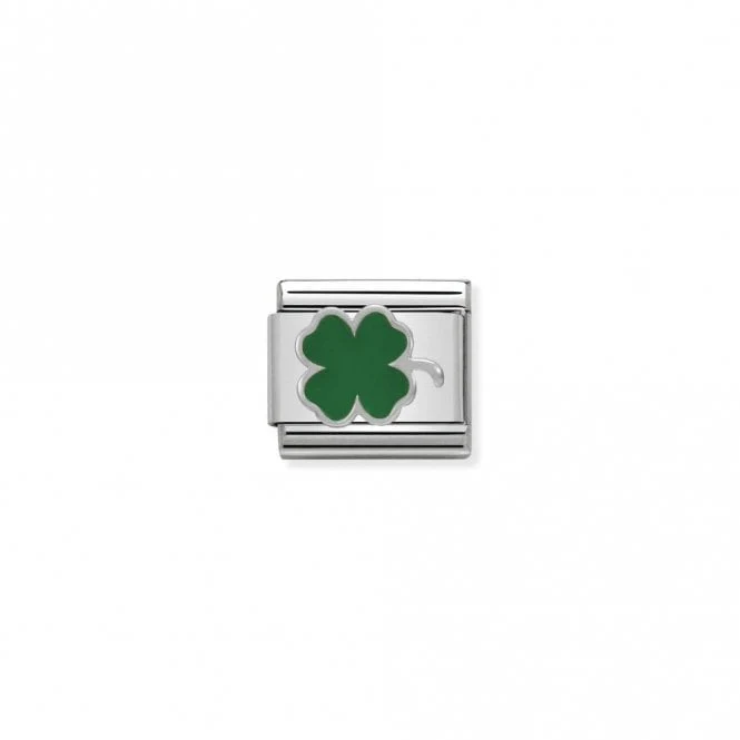 Classic Silver Green Clover Good Luck Charms