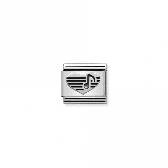 Classic Silver Heart with Musical Note Music Charms