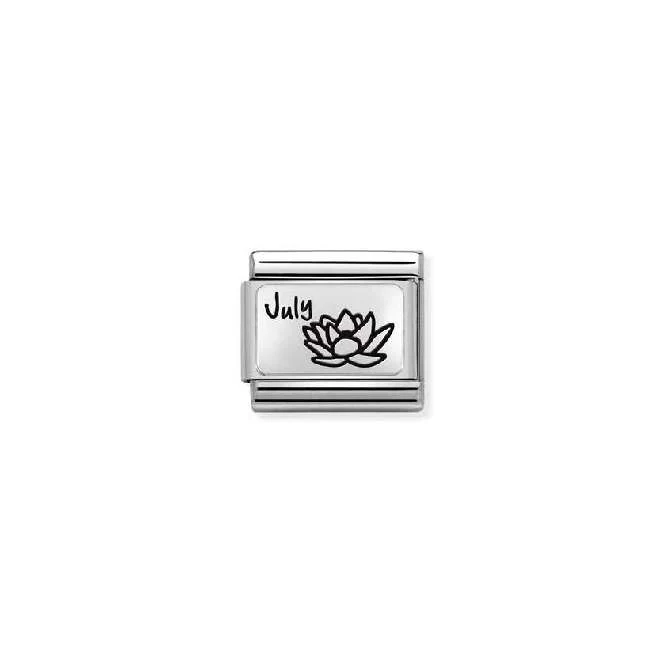 Classic Silver July Waterlily Flower Birthday & Birthstone Charms