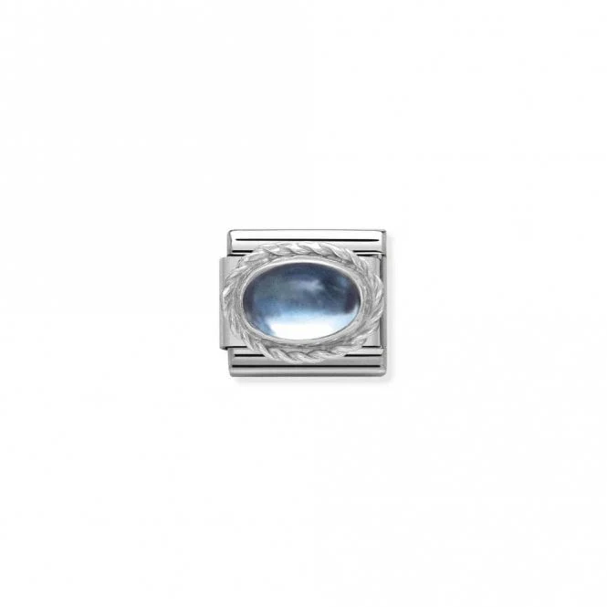 Classic Silver Light Blue Topaz Oval Sparkly Charms