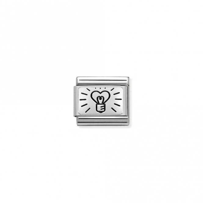 Classic Silver Light Bulb with Heart Love & Hearts Charms