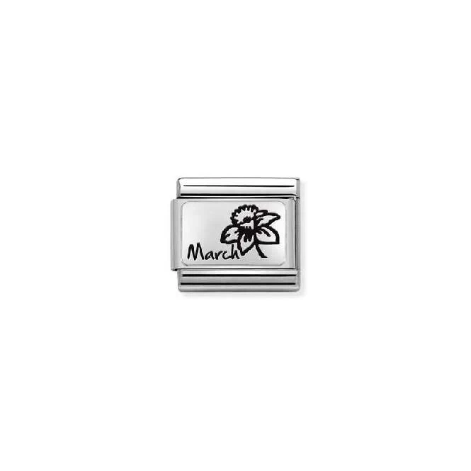Classic Silver March Daffodil Flower Birthday & Birthstone Charms