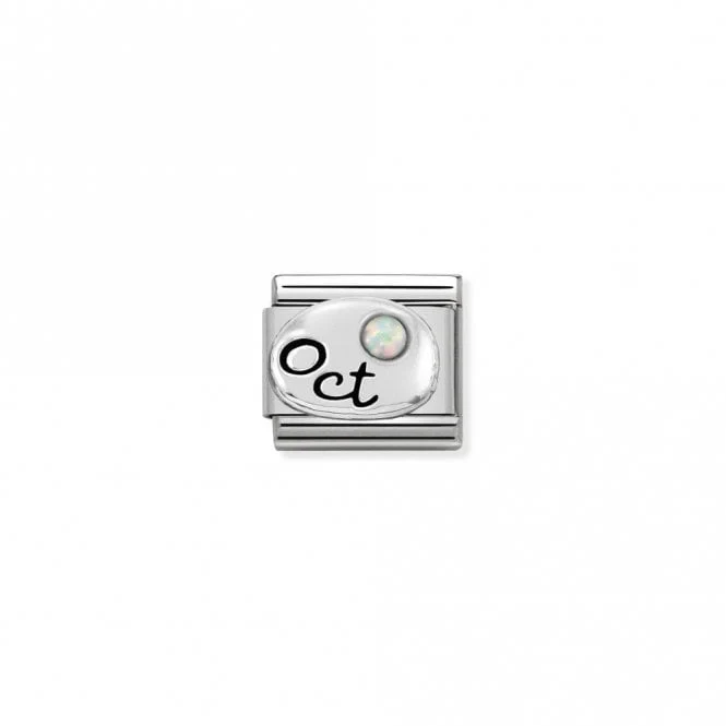 Classic Silver October White Opal Birthday & Birthstones Charms