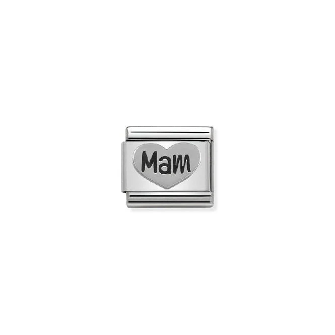 Classic Silver Oxidised Mam Heart Friends & Family Charms