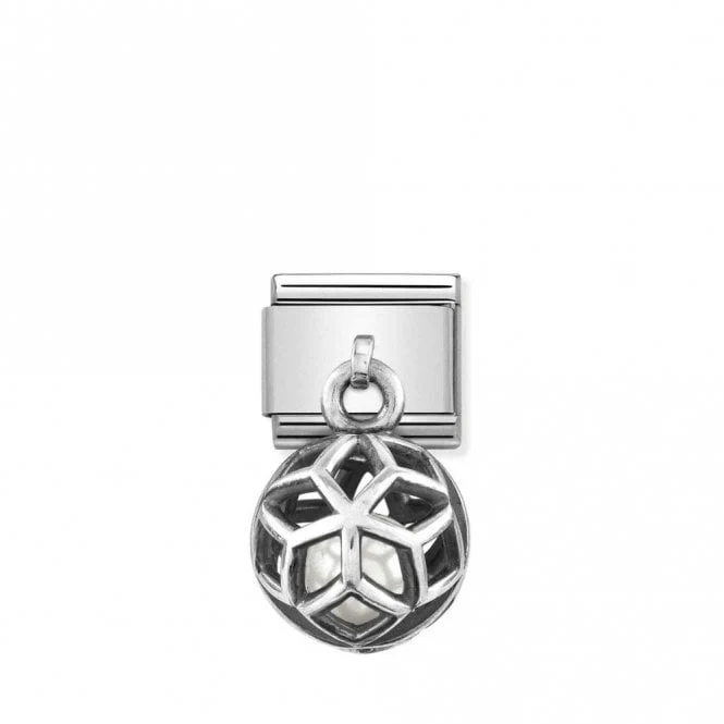 Classic Silver Rhombus White Pearl Fashion & Fun Charms