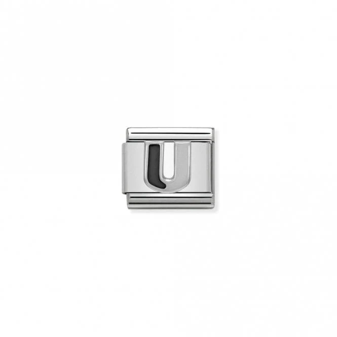 Classic Silver U Black Letter Charms