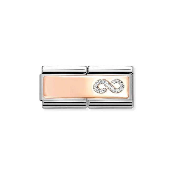 Double Rose Gold Engravable Infinite Glitter Sparkly & Stones Charms