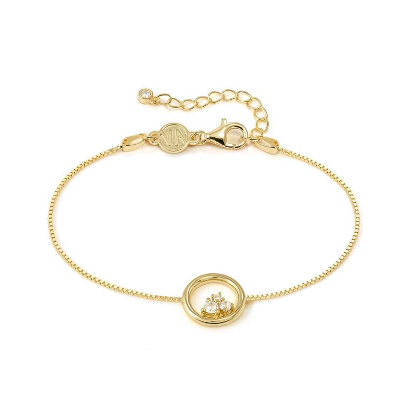 Dreams Beats Circle Bracelet in Gold with CZ
