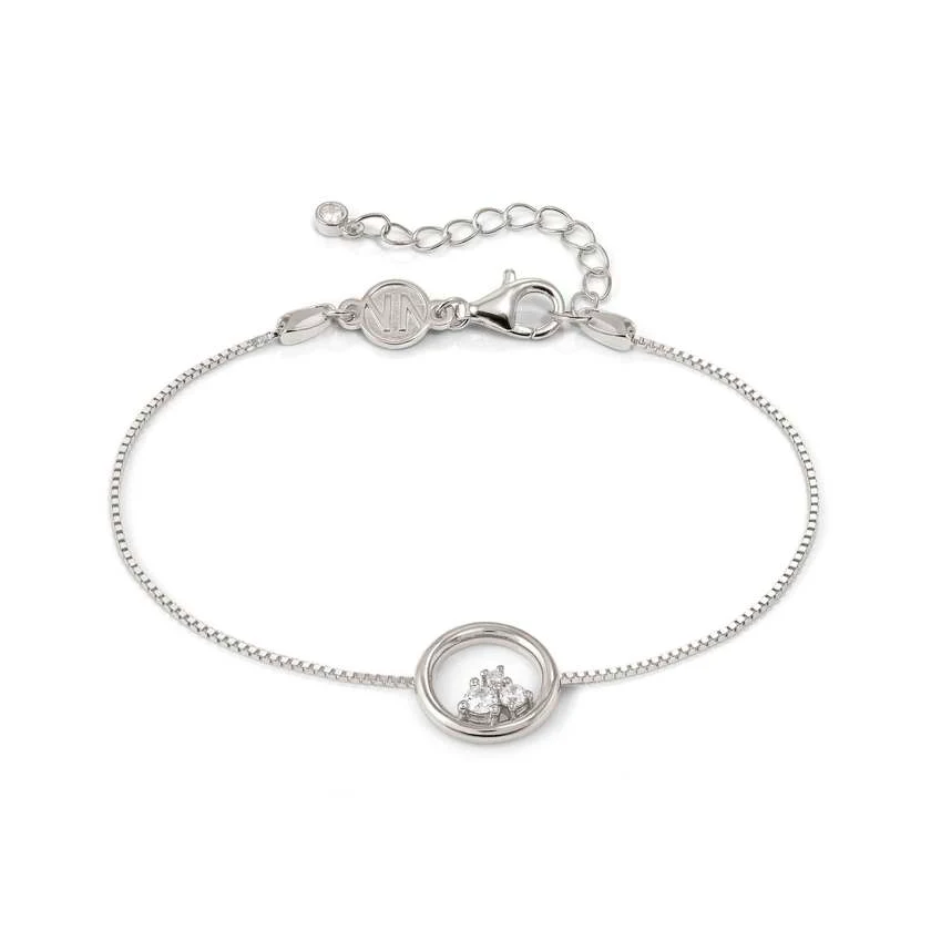 Dreams Beats Circle Bracelet in Silver with CZ