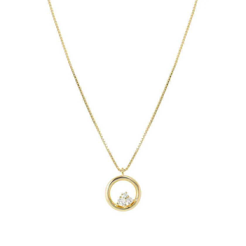 Dreams Beats Circle Pendant Necklace in Gold with CZ
