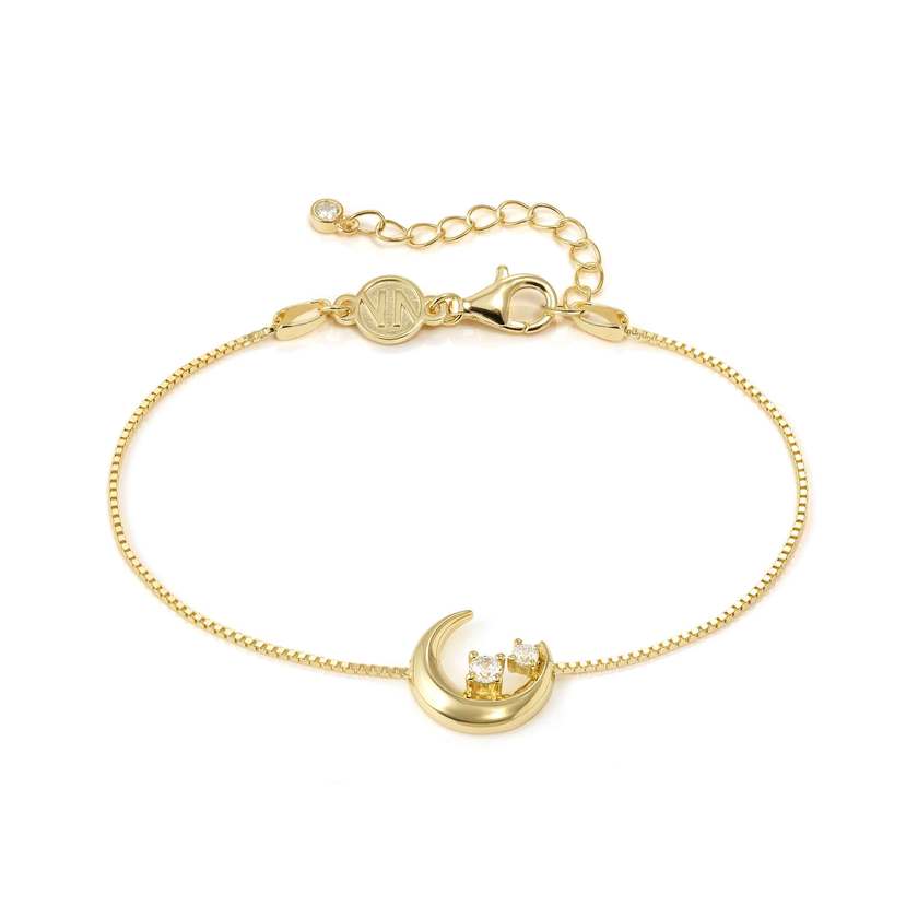 Dreams Beats Moon Bracelet in Gold with CZ