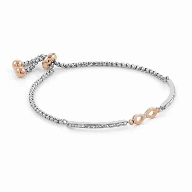 Milleluci Infinity Bracelet in Silver with CZ and Rose Gold - Image 2