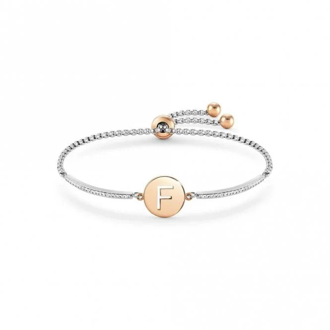 Milleluci Rose Gold and CZ Letter F Bracelet
