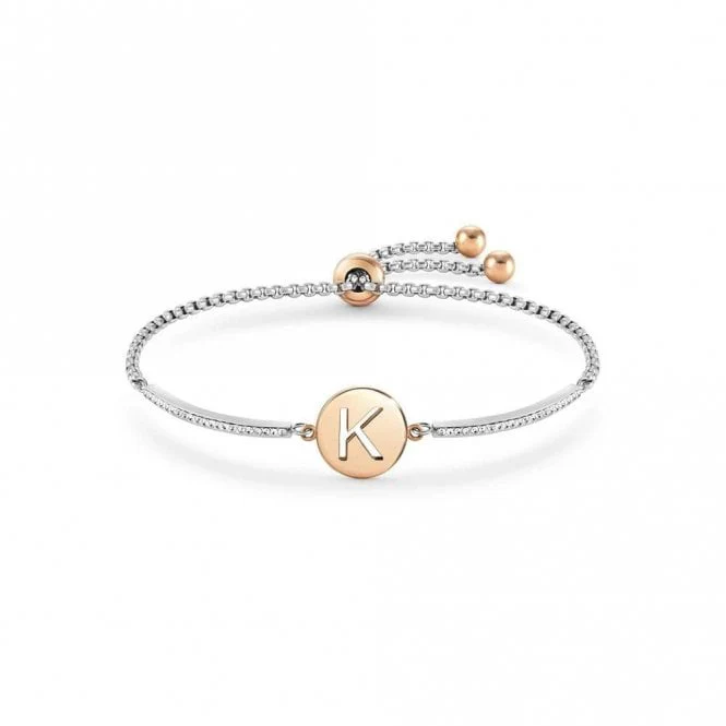 Milleluci Rose Gold and CZ Letter K Bracelet