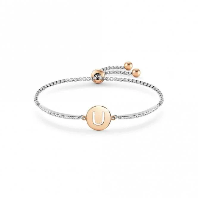 Milleluci Rose Gold and CZ Letter U Bracelet