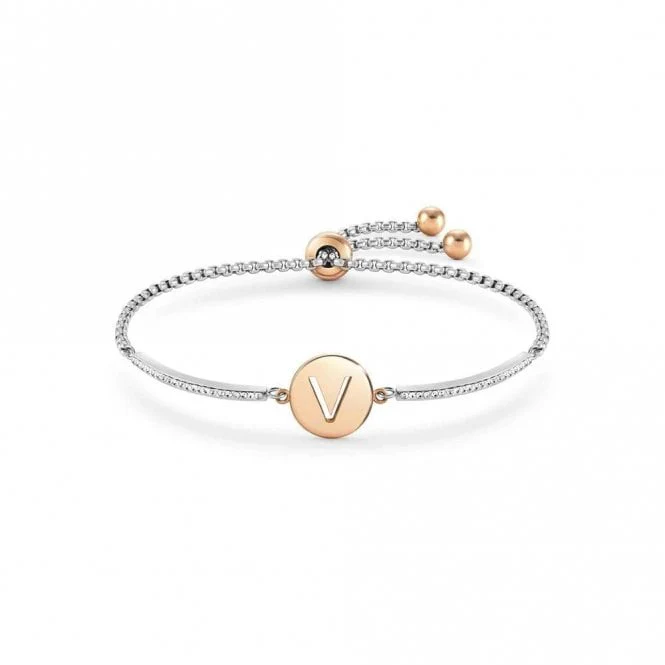 Milleluci Rose Gold and CZ Letter V Bracelet