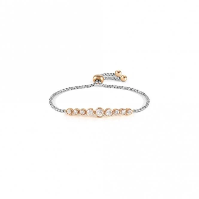 Milleluci Silver & Rose Gold White Circle Crystals Bracelet - Image 2