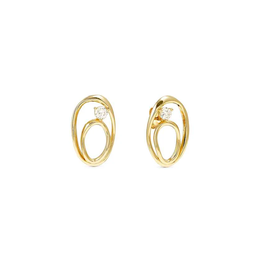 My Rebel Art Earrings in Gold with Oval CZ