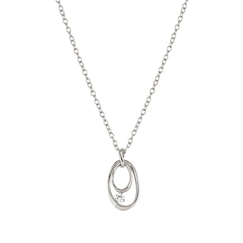 My Rebel Art Necklace in Silver with Oval CZ