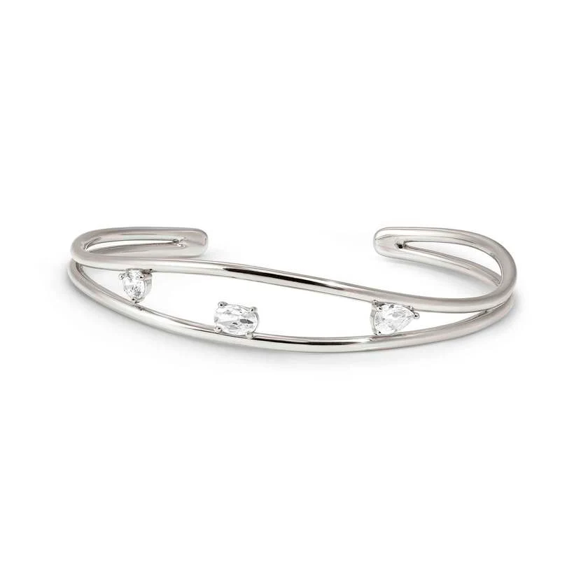 My Rebel Art Small Bangle in Silver with Oval CZ