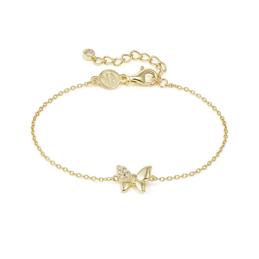 Petit Sparkle 18kt Gold Butterfly Bracelet with CZ