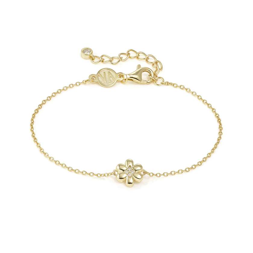 Petit Sparkle 18kt Gold Flower Bracelet with CZ