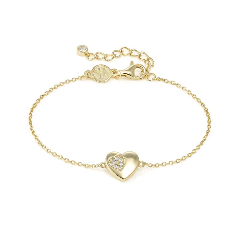 Petit Sparkle 18kt Gold Heart Bracelet with CZ