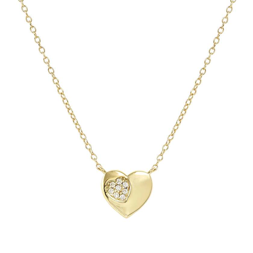Petit Sparkle 18kt Gold Heart Necklace with CZ