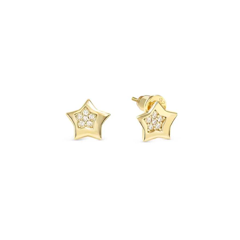 Petit Sparkle 18kt Gold Star Earrings with CZ