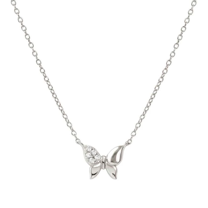 Petit Sparkle Silver Butterfly Necklace with CZ