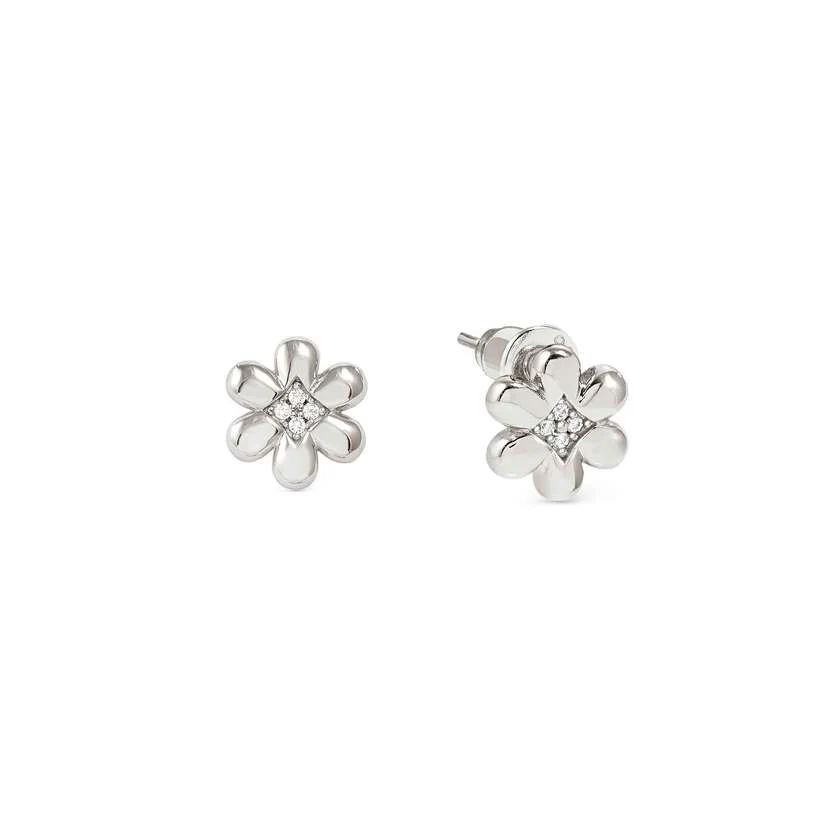 Petit Sparkle Silver Flower Earrings with CZ