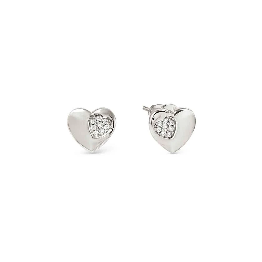 Petit Sparkle Silver Heart Earrings with CZ