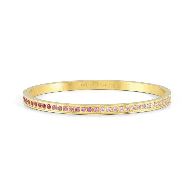 Pretty Bangles Large Bracelet in Gold & Pink CZ