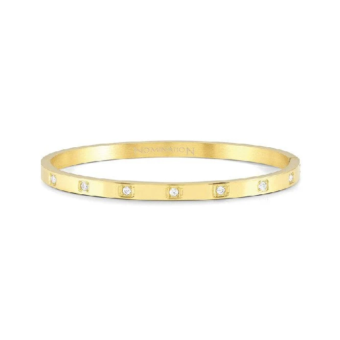 Pretty Bangles Large Bracelet in Gold & Square CZ