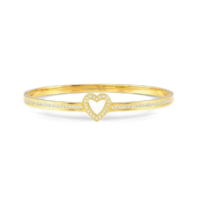 Pretty Bangles Large Heart Bracelet in Gold & CZ