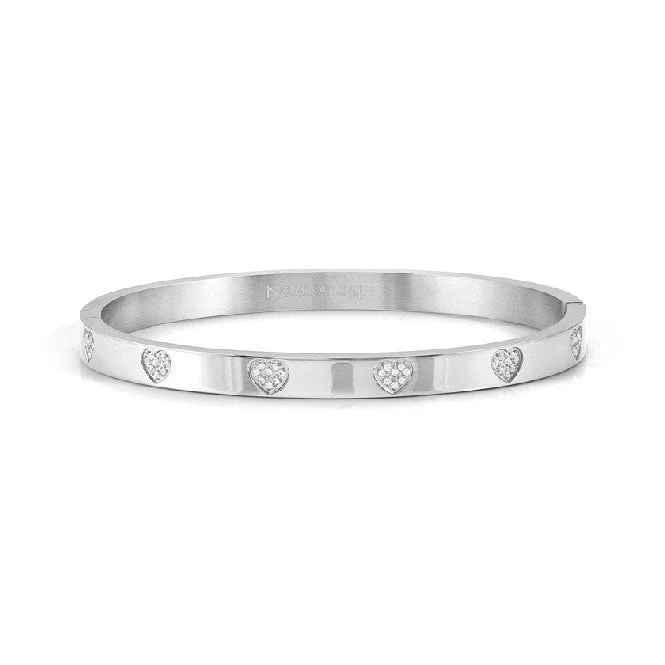 Pretty Bangles Large Pave Heart Bracelet in Silver & CZ