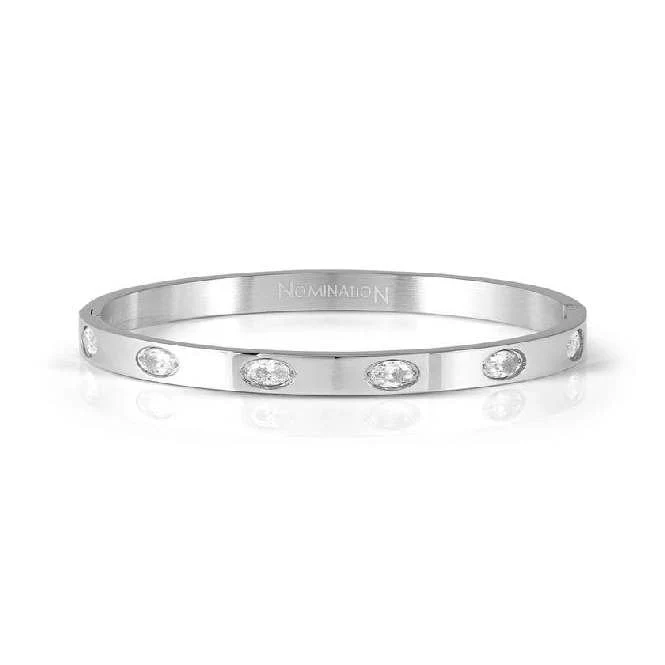 Pretty Bangles New Edition Medium Bracelet in Silver & Oval CZ