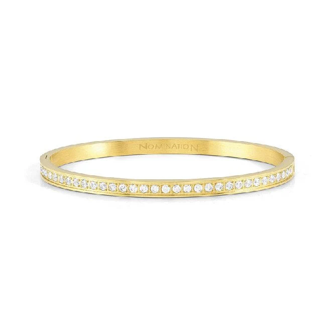 Pretty Bangles Small Bracelet in Gold & Clear White CZ