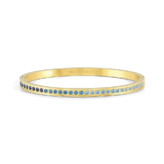 Pretty Bangles Small Bracelet in Gold & Light Blue CZ