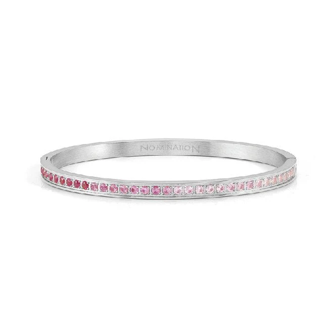 Pretty Bangles Small Bracelet in Silver & Pink CZ