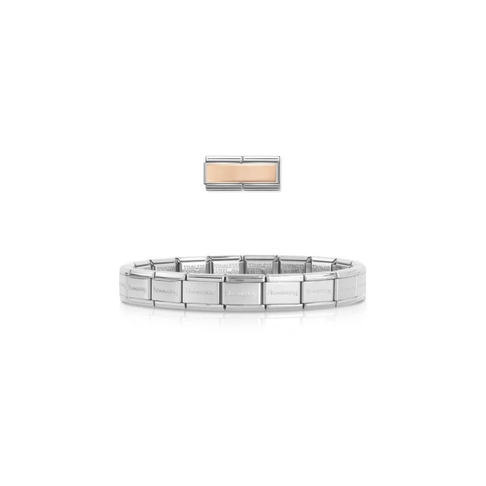 Rose Gold Engravable Double Plate Charm Bracelet