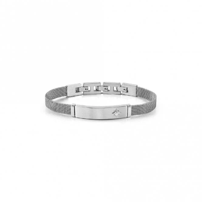 Sea Lover Wind Rose Link Bracelet in Silver Steel