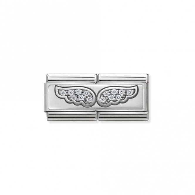 Silver and CZ Double Angel Wings Fairytale & Fantasy Charms